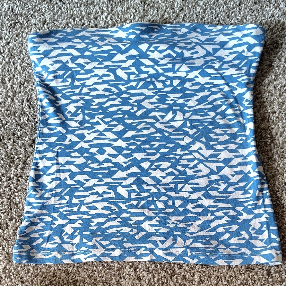 Blue and White Patterned Women's Tube Top